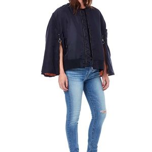 Hudson Navy Blue Bomber Cape Jacket